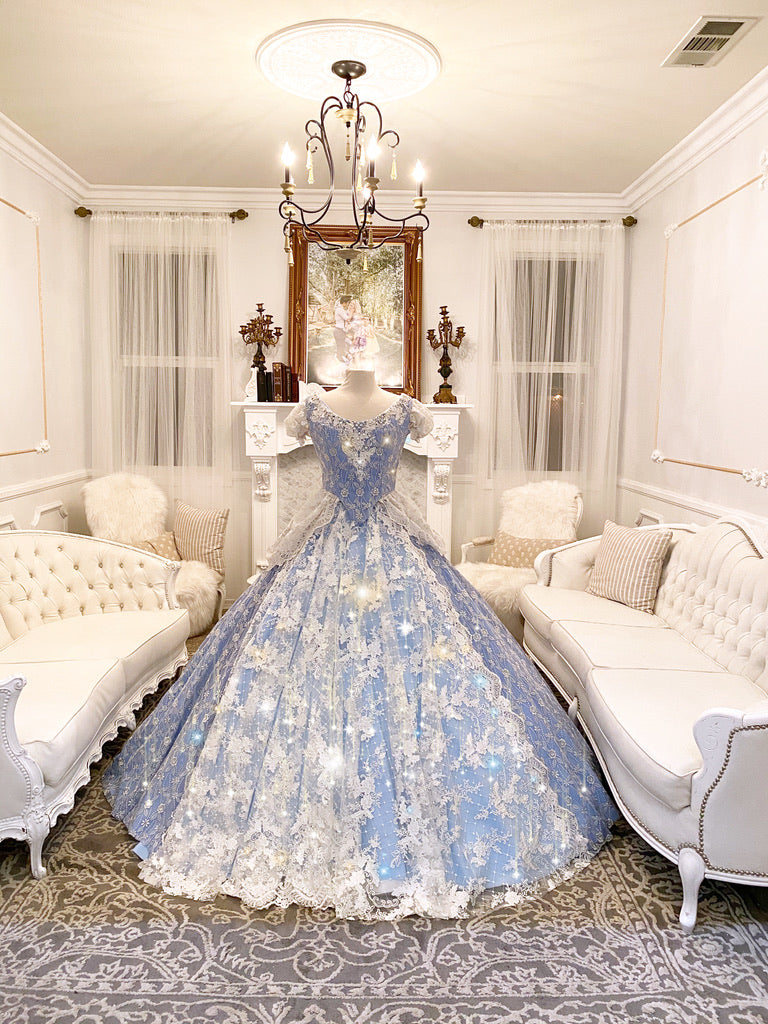 Disney Princess Blue Masquerade Ball Gown Cinderella Prom Dress